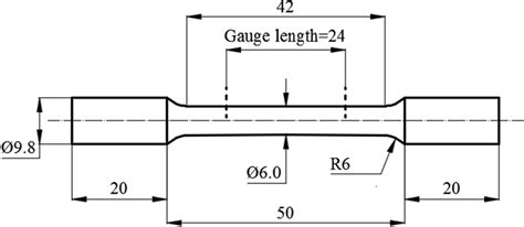 tensile test specimen size